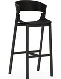 Tabouret haut design noir assise bois et structure métal élégant