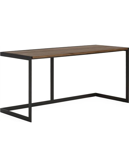 Bureau bois d’orme et métal finition noyer noir mate élégant