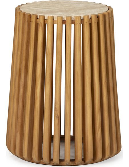 Table d’appoint bois et marbre travertin style naturel élégant