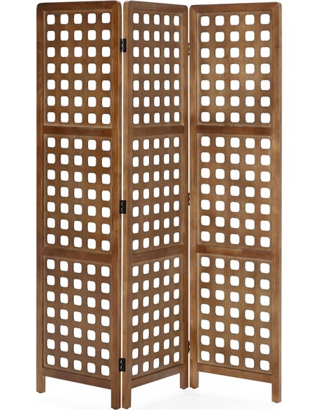 Paravent bois naturel ajouré ambiance chaleureuse et design