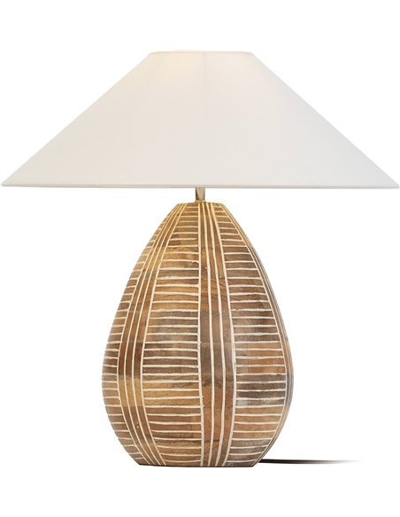 Lampe de table bois naturel blanc lavage style contemporain