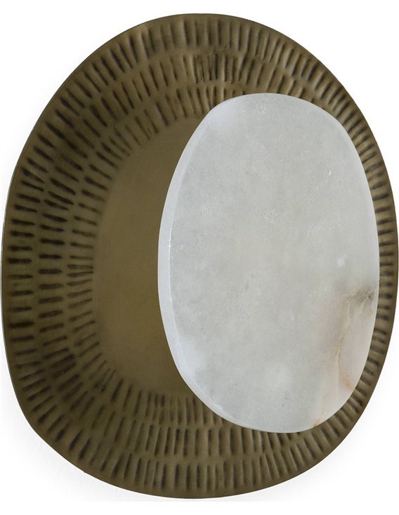 Applique murale albâtre blanc et laiton vieilli élégance lumineuse