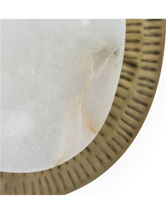 Applique murale albâtre blanc et laiton vieilli élégance lumineuse