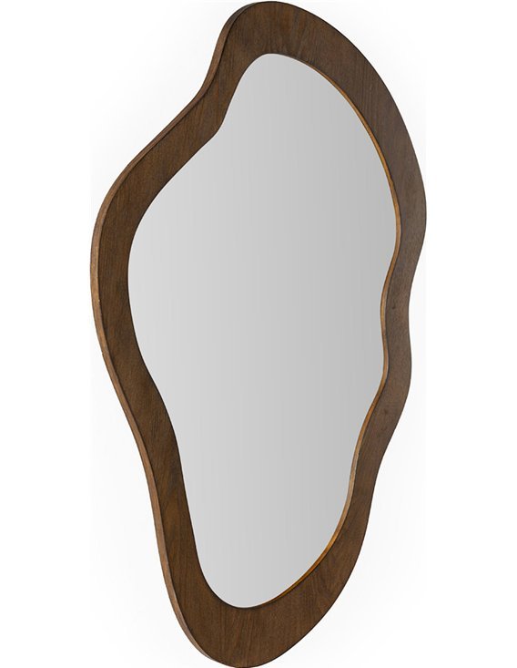 miroir mural bois marron foncé forme organique élégante