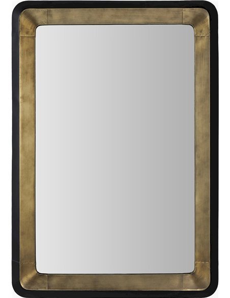 Miroir mural doré et noir métal bois design élégant salon