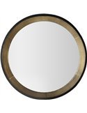 miroir rond métal et bois doré noir design contemporain