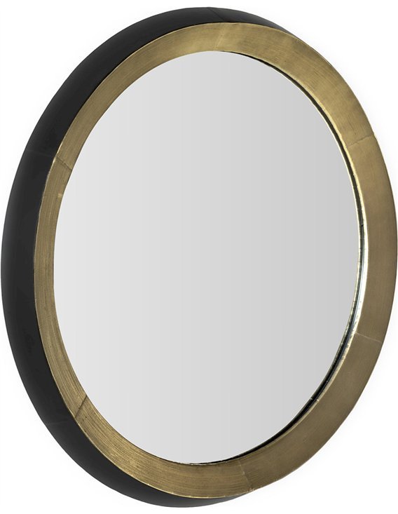 miroir rond métal et bois doré noir design contemporain