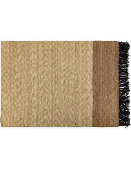 Tapis naturel et noir en jute tressée style ethnique chic