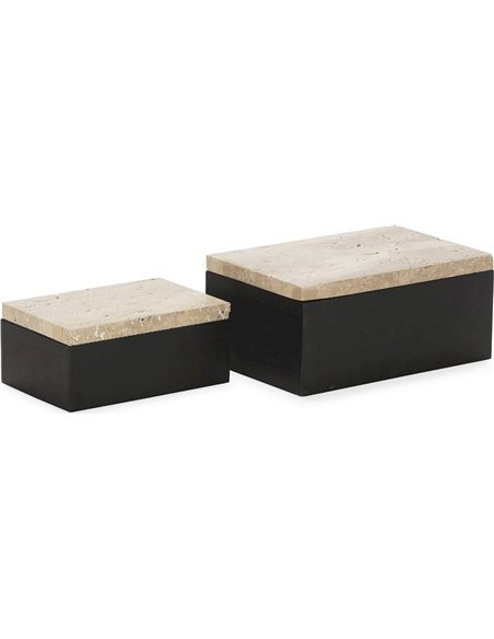 Coffret bois et marbre travertin noir chic pour décoration