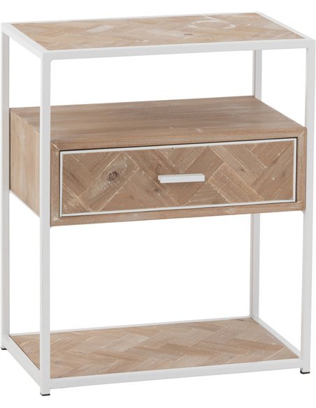 table gigogne bois métal blanc tiroir design zigzag
