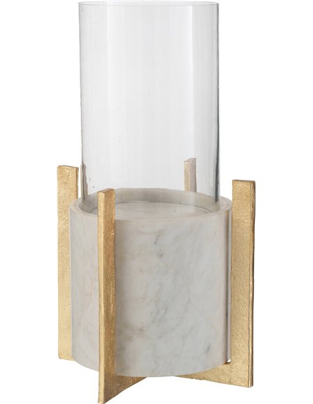 photophore verre champagne sur base marbre métal élégant