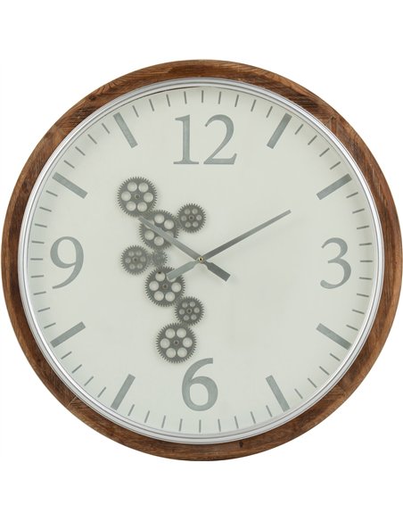 horloge murale bois engrenages design naturel élégant