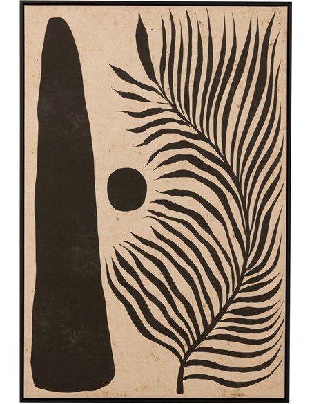 décoration murale feuille abstraite marron noir sur toile élégante