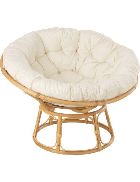 fauteuil rotin naturel élégant avec coussin confortable