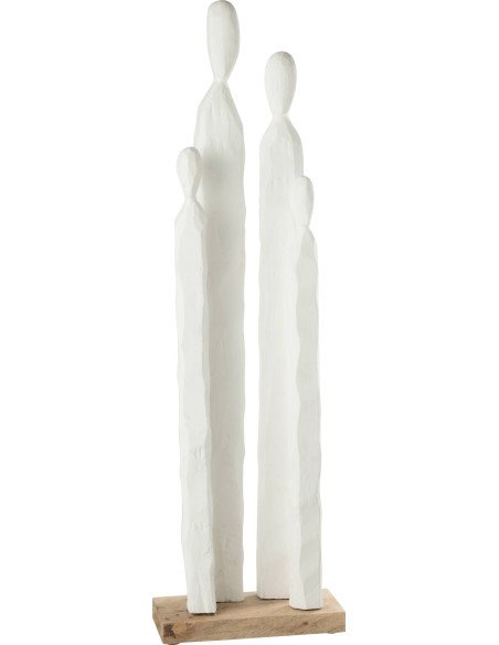 statue groupe famille bois blanc décoration élégante