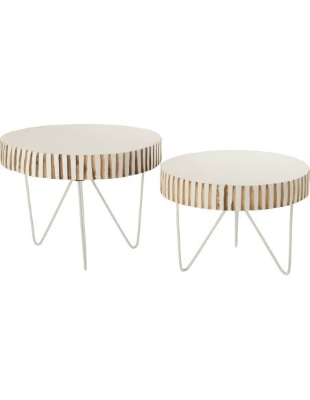 table basse ying bois blanc métal salon moderne