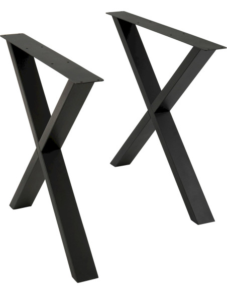 Pied de table croix acier noir design industriel élégant