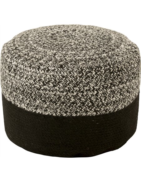 Pouf extérieur tressé noir blanc tendance pour jardin