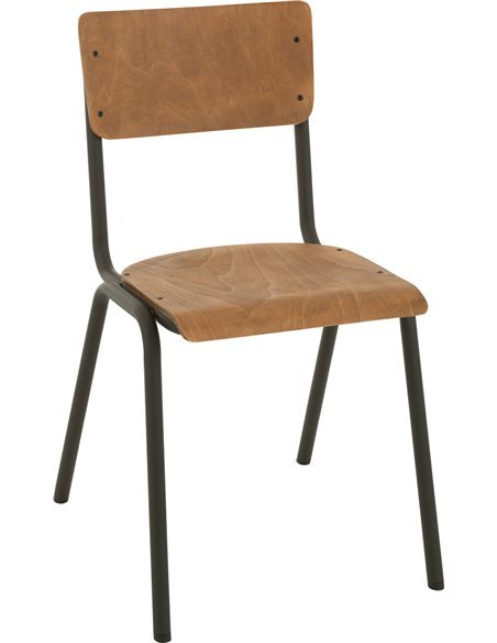 chaise bois métal marron style industriel élégante pour salon