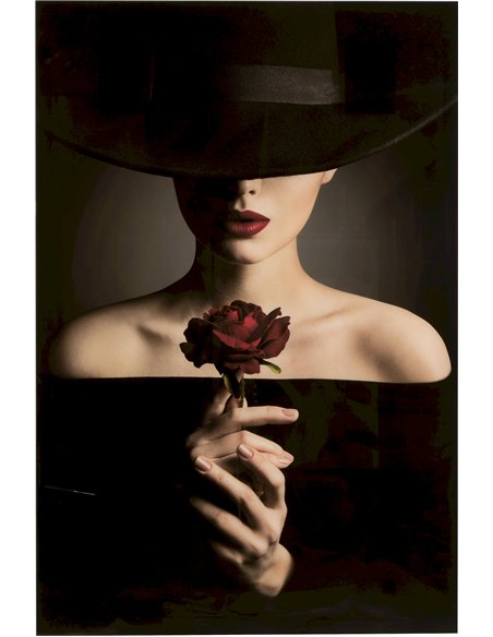 portrait femme élégante avec rose rouge décoration murale