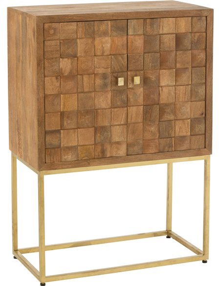 armoire design bois de manguier naturel et métal doré élégance