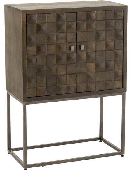 Armoire sur pied design bois métal marron gris élégante