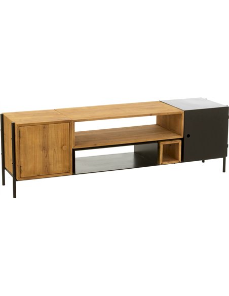 meuble tv bois et métal noir style industriel salon