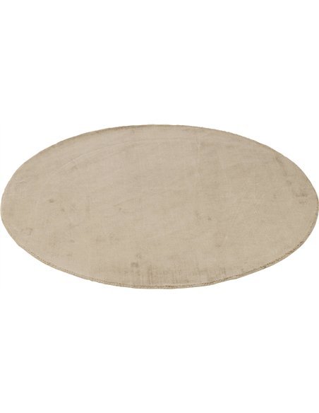 tapis rond beige fait main style élégant salon cosy