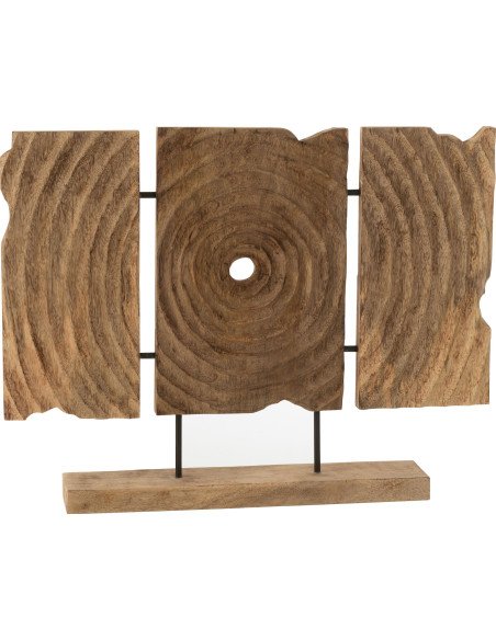 triptyque sculpté bois mangue naturel objet déco original