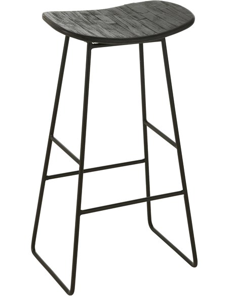 tabouret rectangulaire teck recyclé noir design élégant