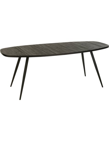 table à manger ovale teck recyclé noir élégante salle à manger