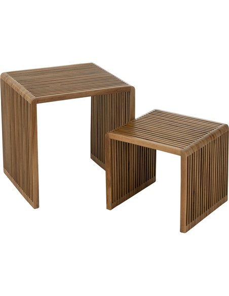 table basse cubique teck naturel salon élégant