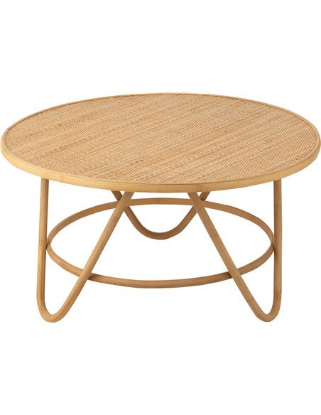 table basse rotin naturel ronde salon élégant