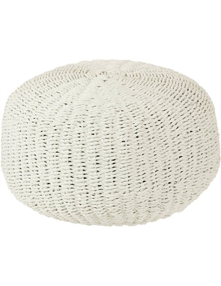 Pouf rond blanc tressé design salon élégant