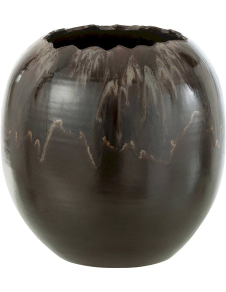 cachepot en céramique brun décor raffiné pour salon