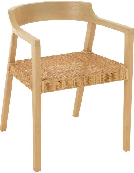 chaise bois naturel assise cannée style moderne