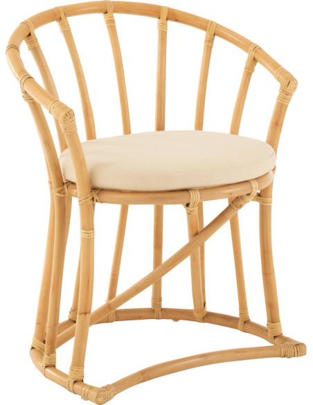 chaise rotin naturel avec coussin blanc élégant
