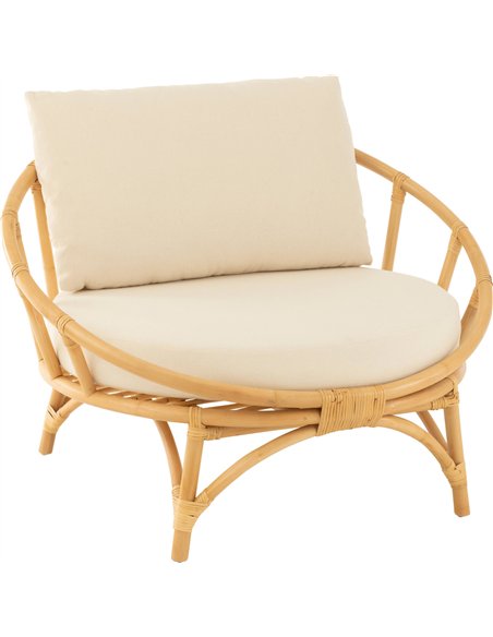 chaise rotin naturel coussin blanc design élégant
