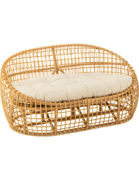 sofa rotin naturel coussin blanc design élégant salon