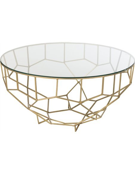 table basse dorée élégante en métal et verre pour salon