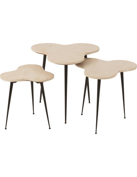 table gigogne abeille marbre blanc métal noir design élégant