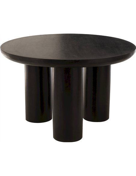 table à manger ronde en bois de manguier noir élégante