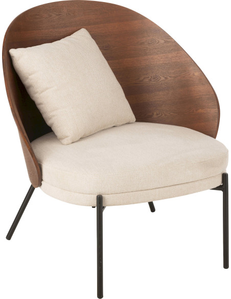 chaise lounge bois métal marron beige design contemporain