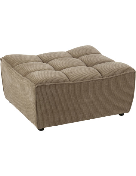 Pouf carré en bois et mousse taupe foncé pour salon cosy
