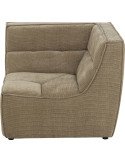 Fauteuil d’angle en bois et mousse taupe foncé confortable