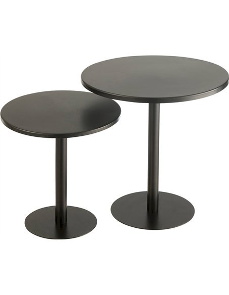table gigogne ronde métal noir élégante pour salon contemporain
