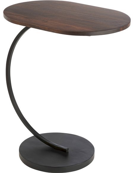 table gigogne élégante fer bois manguier brun noir