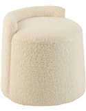 Pouf rond blanc dossier bouclé élégant pour salon cosy