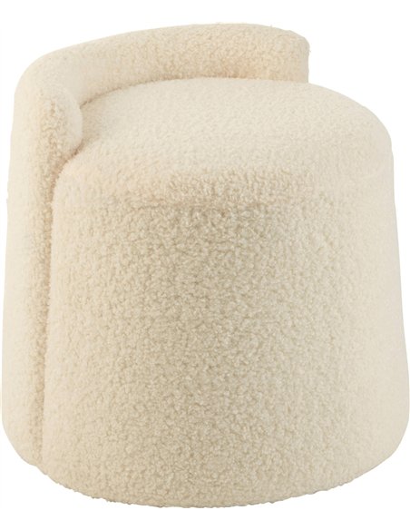 Pouf rond blanc dossier bouclé élégant pour salon cosy