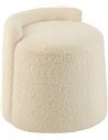 Pouf rond blanc dossier bouclé élégant pour salon cosy